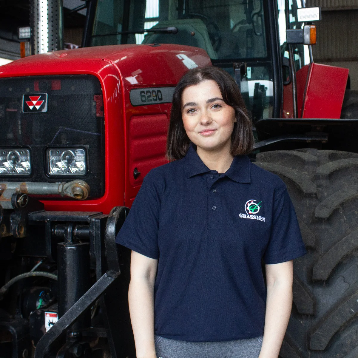 "Massey Ferguson 6290" Unisex Adults Navy Polo Shirt - DTF Print - Image 4