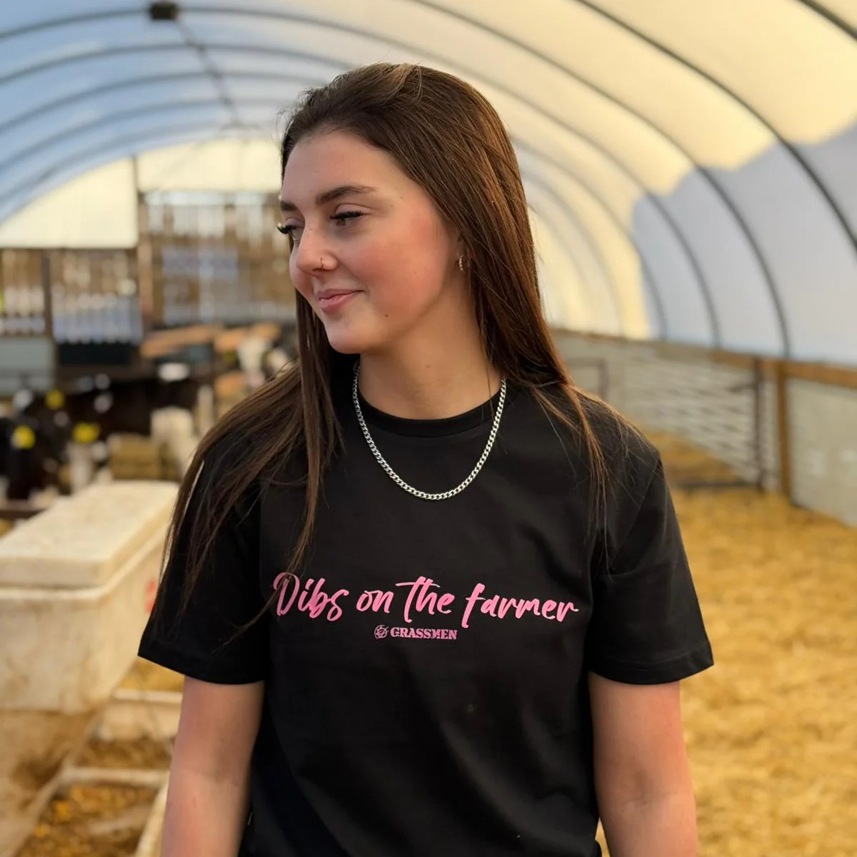 "Dibs on the Farmer" Novelty Adults Black T-Shirt - Image 3