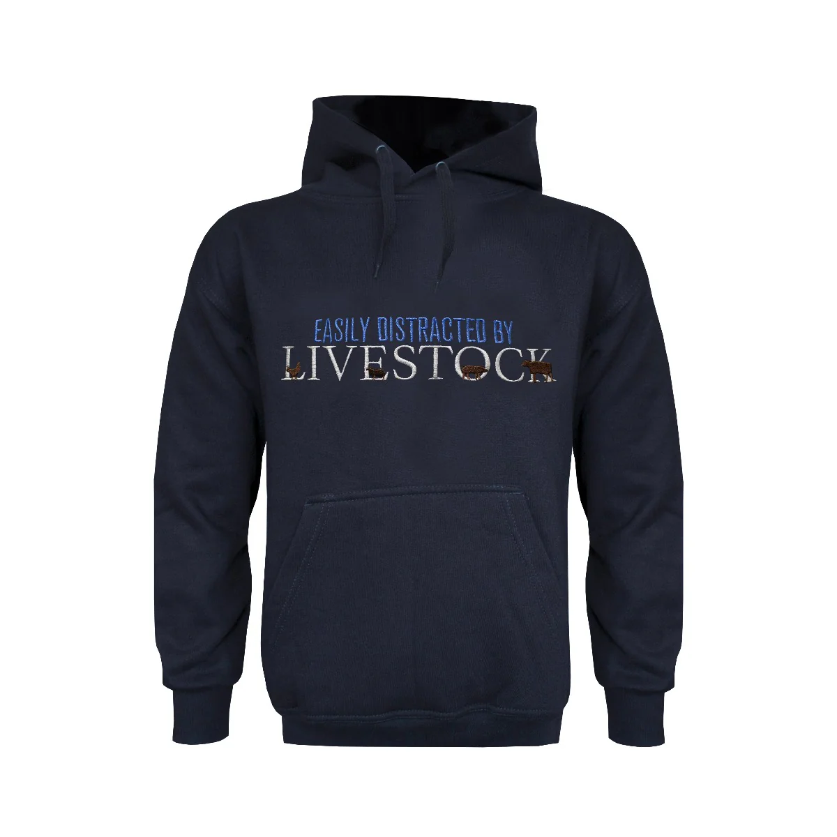 "Easily Distracted By Livestock" Unisex Adults Novelty Hoodie - Choose Colour - Image 4