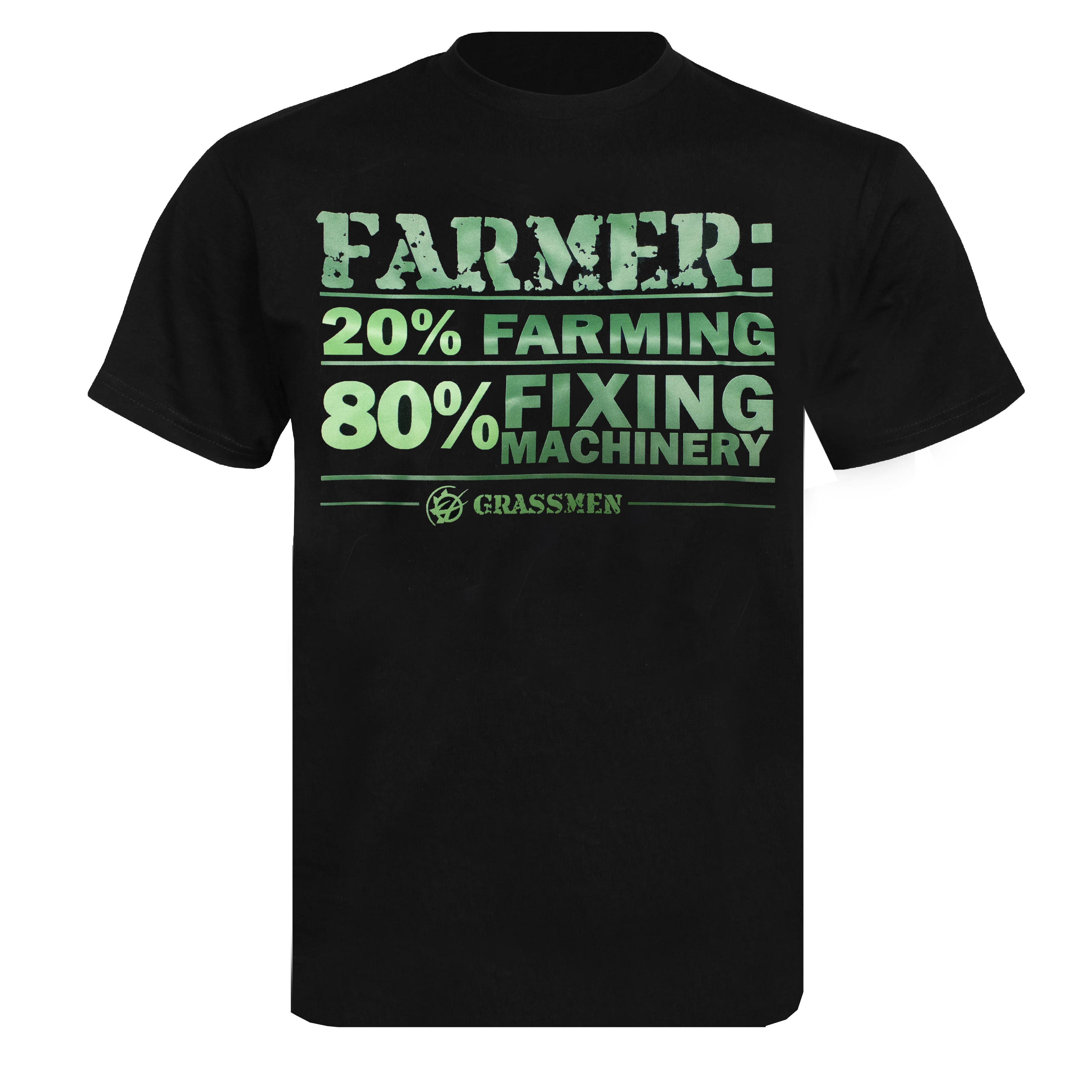 "FARMER: 20% Farming 80% Fixing Machinery" Novelty Adults Black T-Shirt