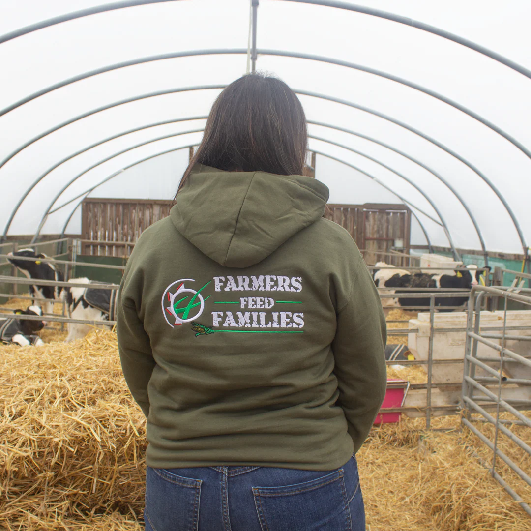 "Farmers Feed Families" Adults Khaki Green Hoodie - Image 13