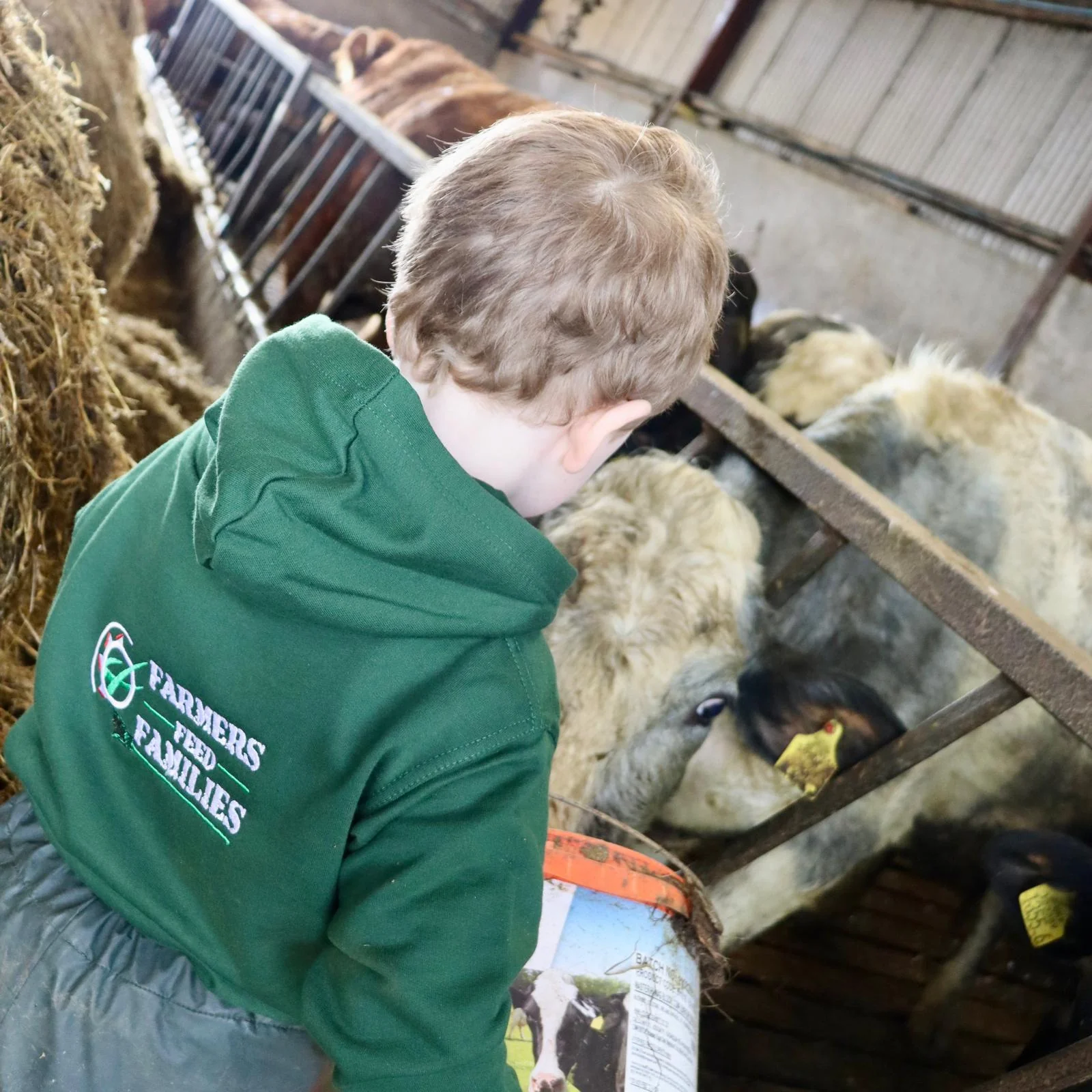 "Farmers Feed Families" Kids Bottle Green Hoodie - Image 13