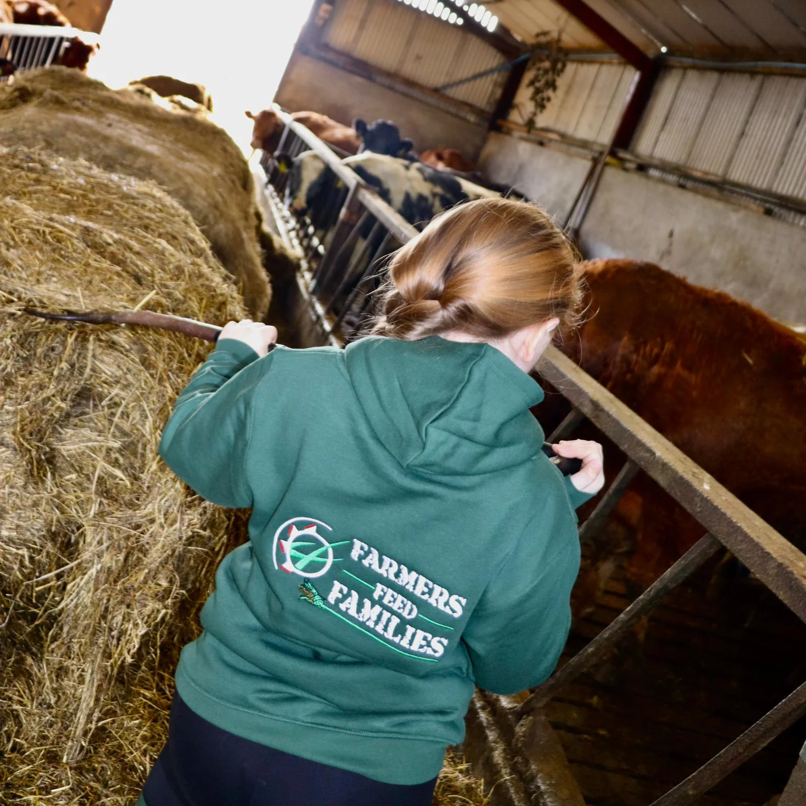 "Farmers Feed Families" Kids Bottle Green Hoodie - Image 18