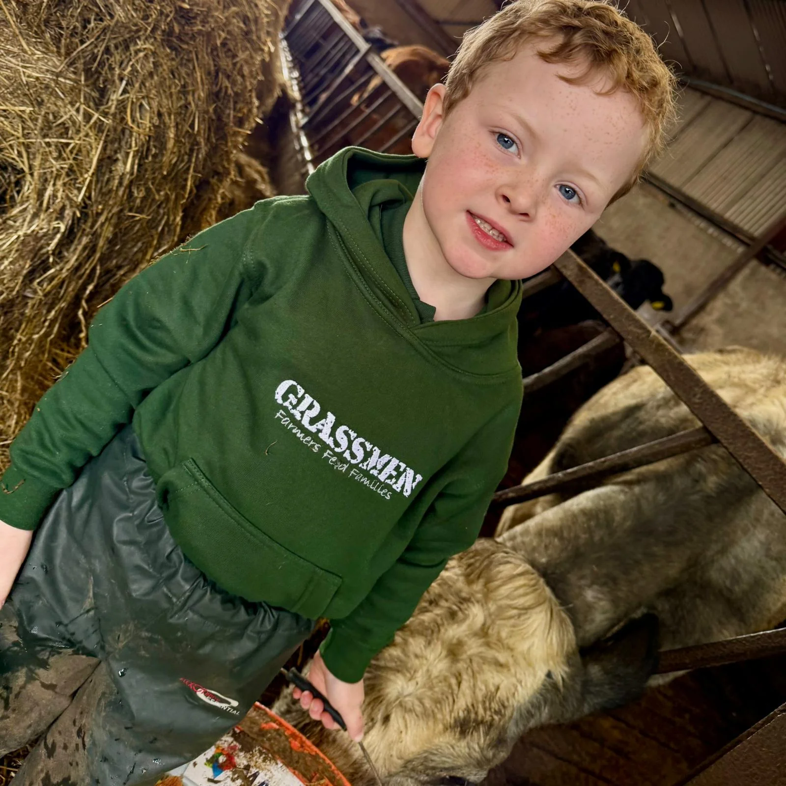 "Farmers Feed Families" Kids Bottle Green Hoodie - Image 23