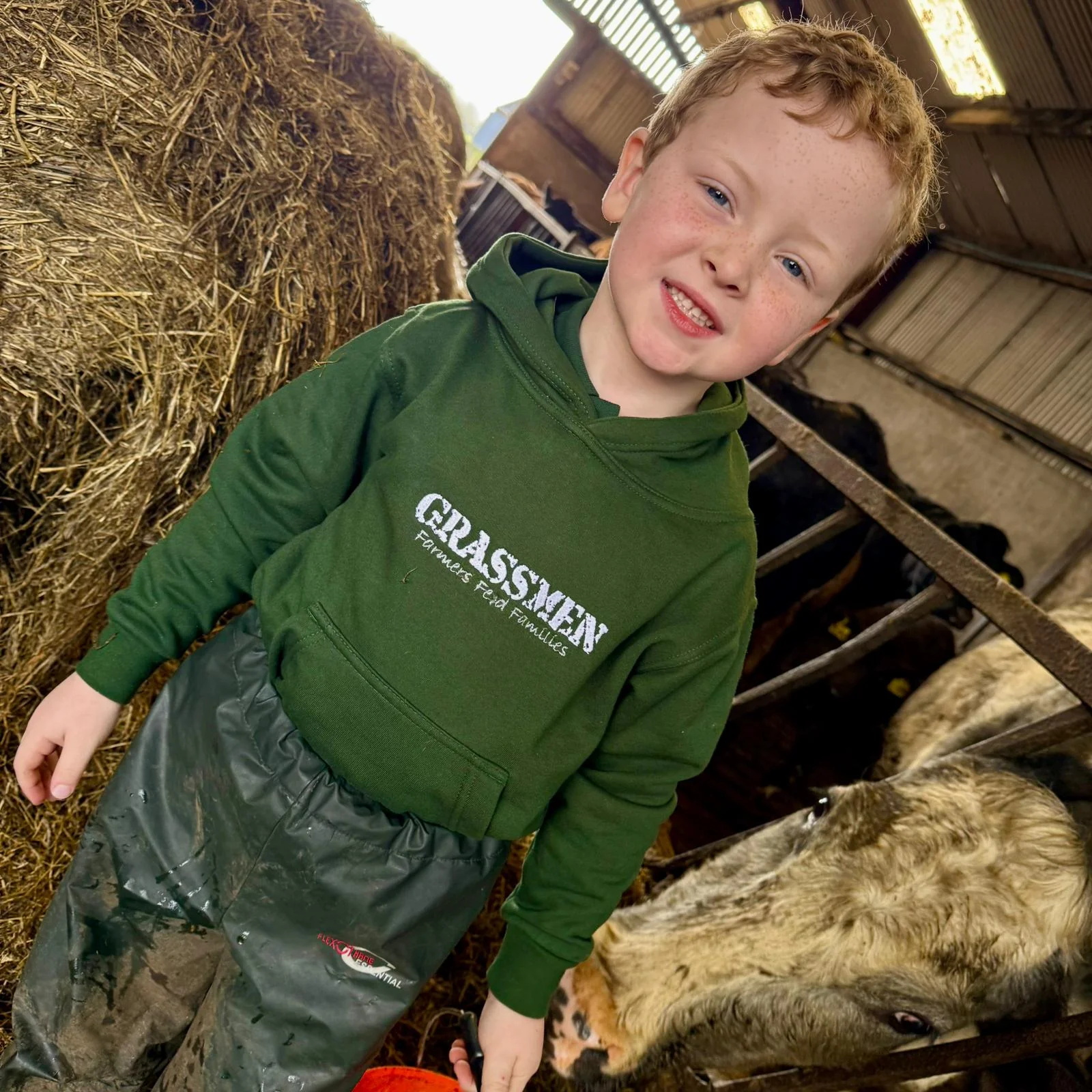 "Farmers Feed Families" Kids Bottle Green Hoodie - Image 24
