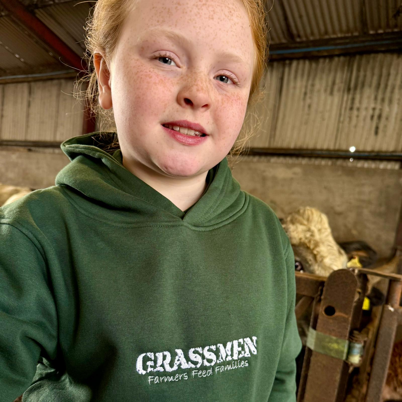 "Farmers Feed Families" Kids Bottle Green Hoodie - Image 28