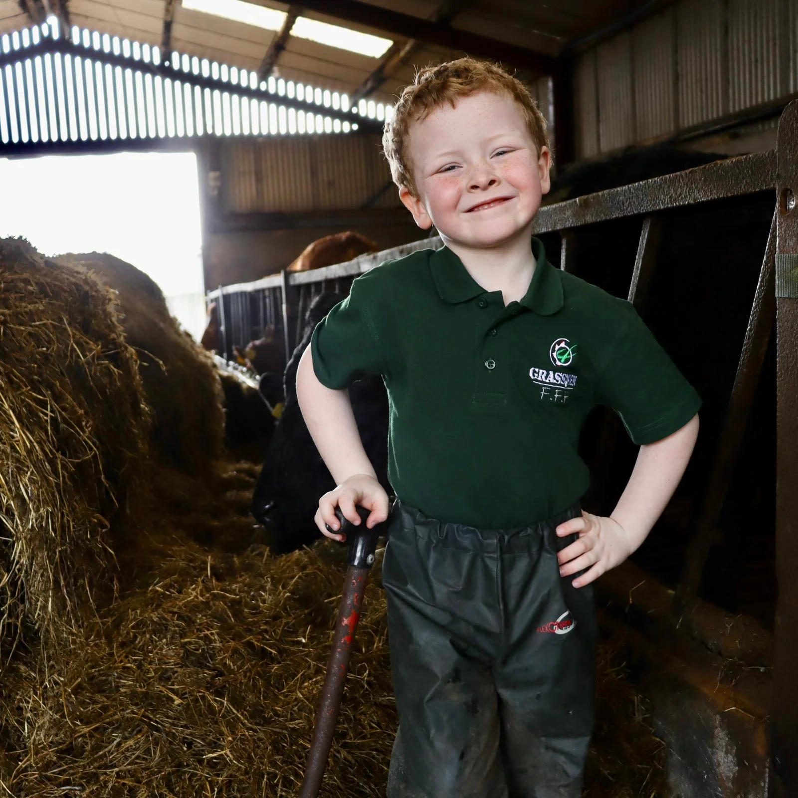 "Farmers Feed Families" Kids Bottle Green Polo Shirt - Image 4