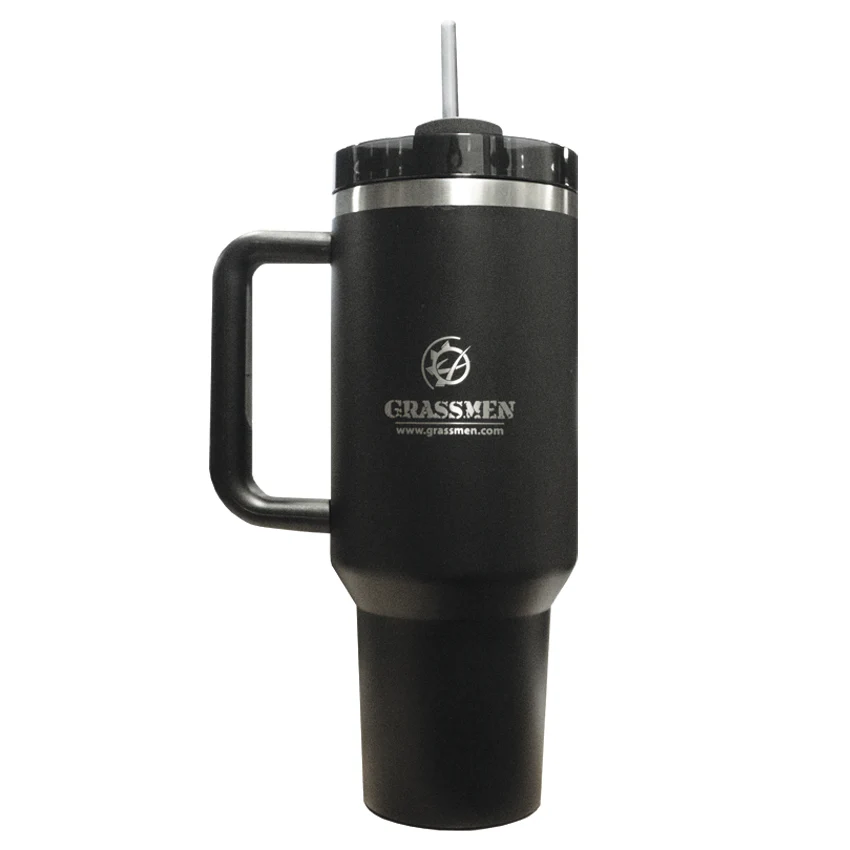 "GRASSMEN" 1.1L Stainless Steel Stanley Cup with Straw and Handle
