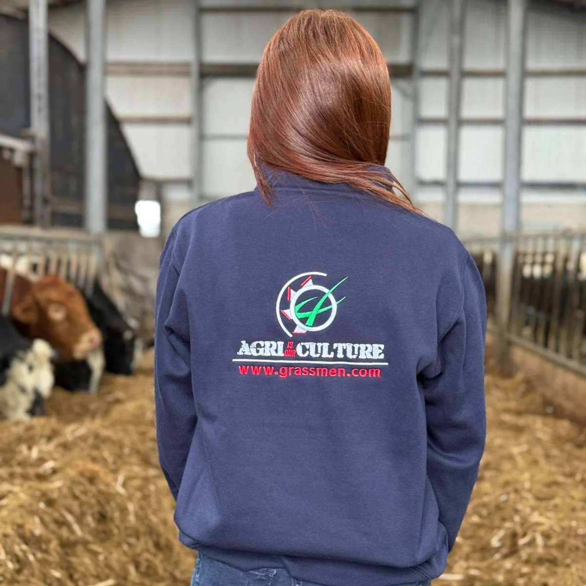 "AGRI IS OUR CULTURE" Adults Navy Pro 1/4 Zip Sweatshirt - Image 4