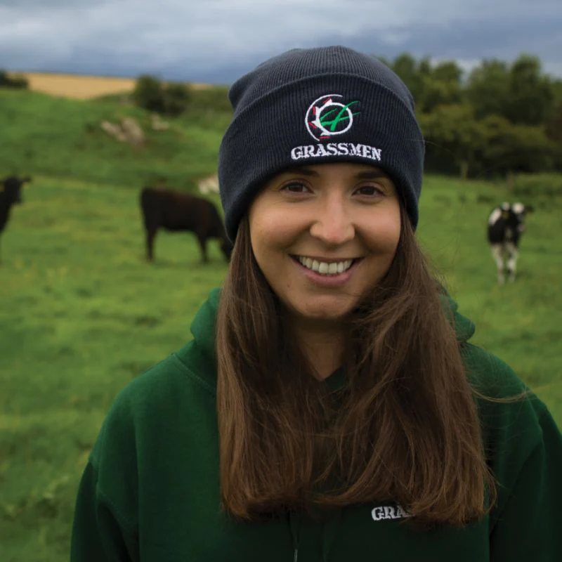 "GRASSMEN" Beanie Hat Navy - Image 2
