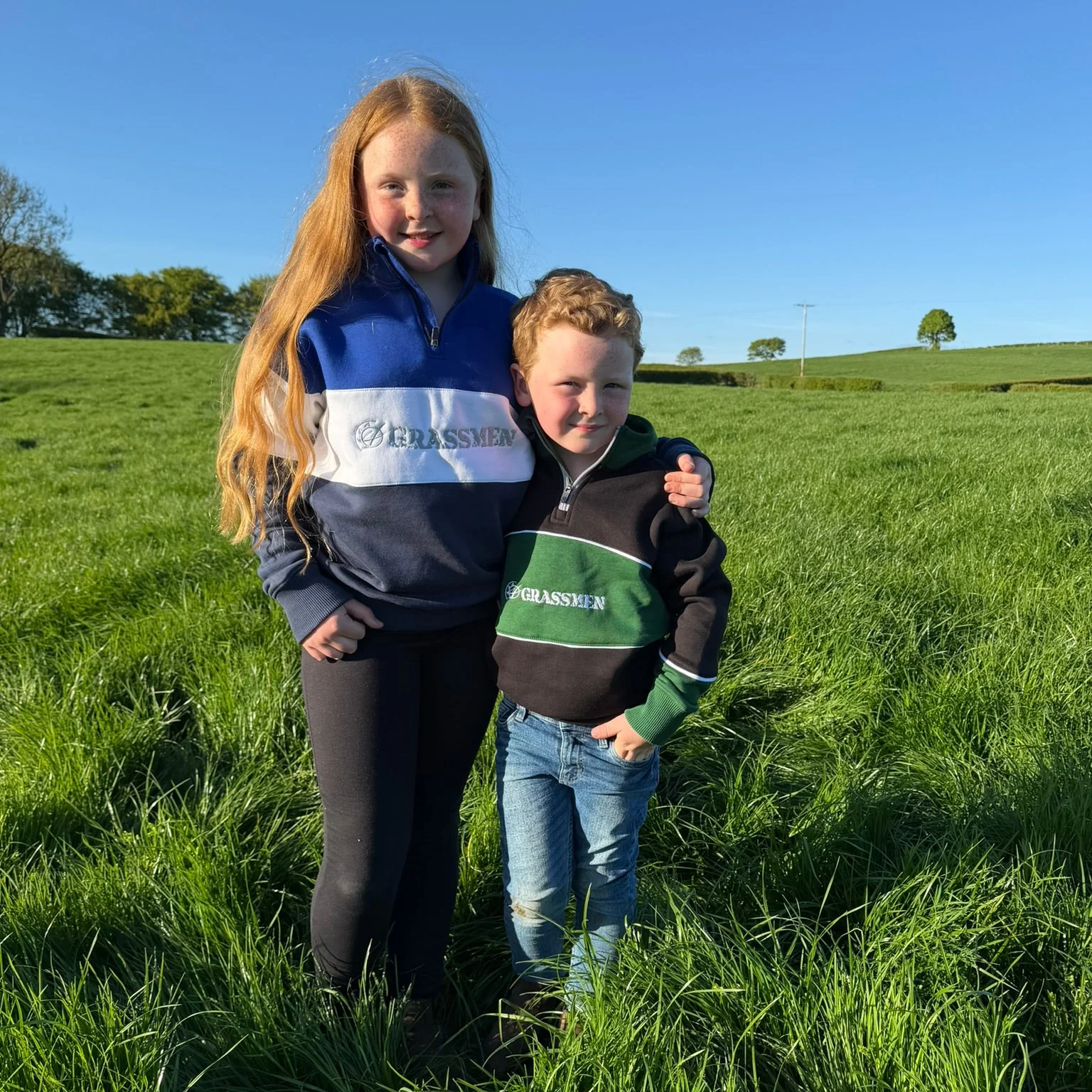 GRASSMEN Black, Green & White - Kids Unisex Cotton Quarter Zip - Image 3