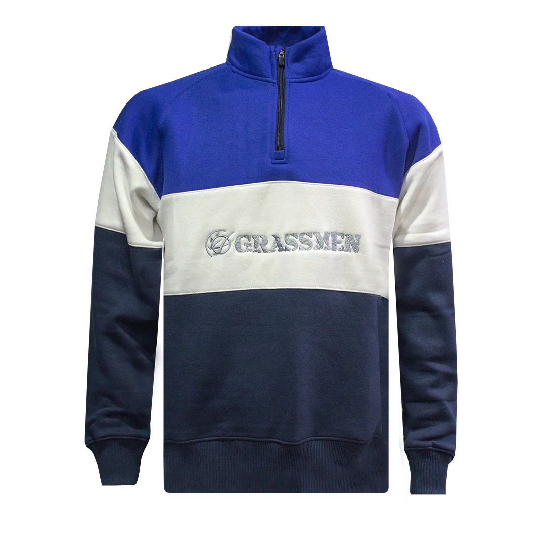 GRASSMEN Blue, White & Navy - Adults Unisex Cotton Quarter Zip