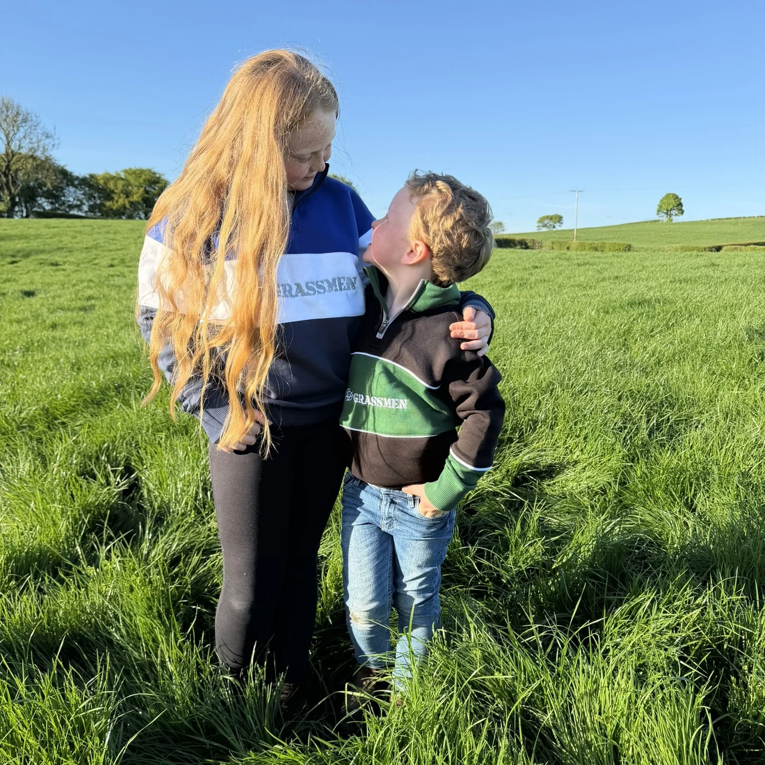 GRASSMEN Blue, White & Navy  - Kids Unisex Cotton Quarter Zip - Image 5
