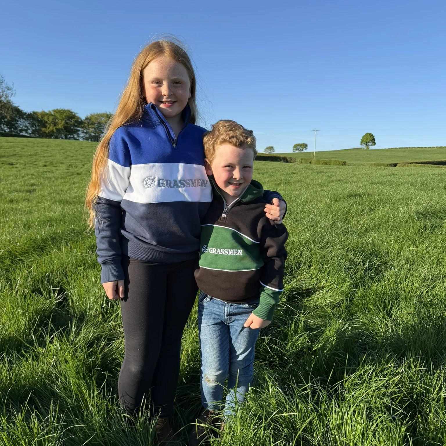 GRASSMEN Blue, White & Navy  - Kids Unisex Cotton Quarter Zip - Image 6