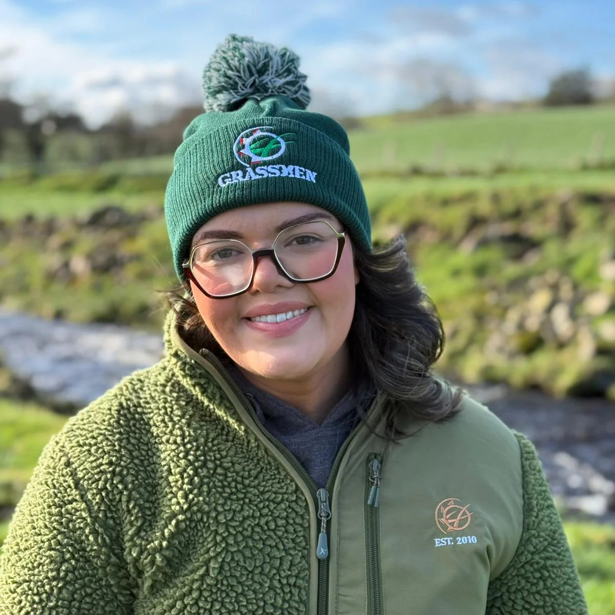 "GRASSMEN" Bobble Hat Bottle Green - Image 3