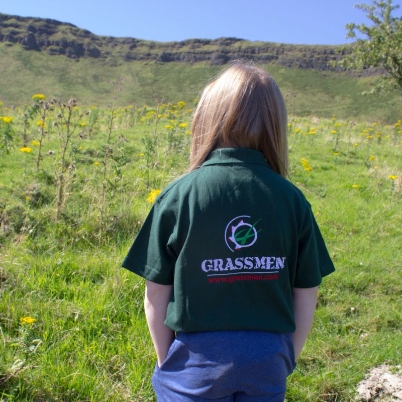 "GRASSMEN" Kids Bottle Green Polo Shirt - Image 4
