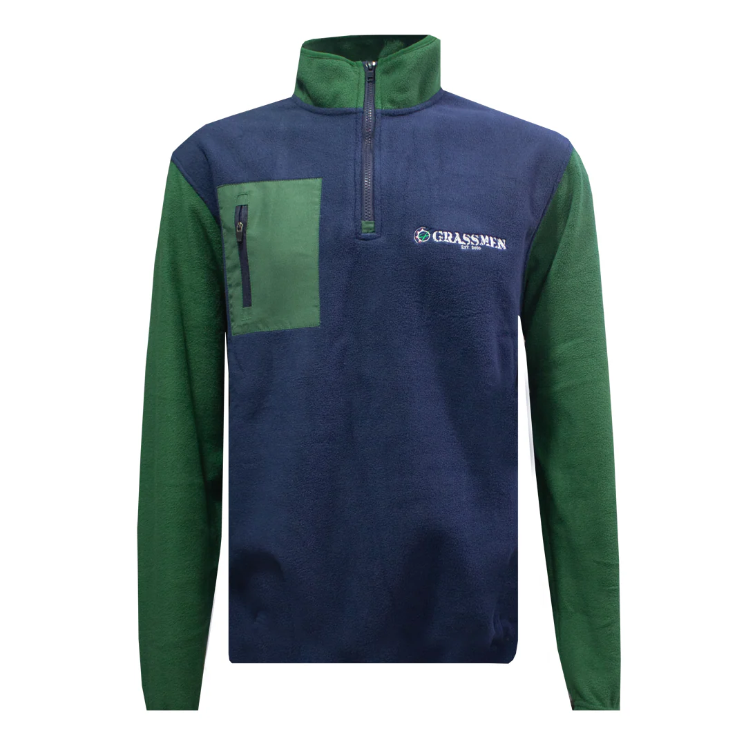 GRASSMEN Green/Navy Adults Sherpa Quarter Zip Fleece (OVERSIZED FITMENT)