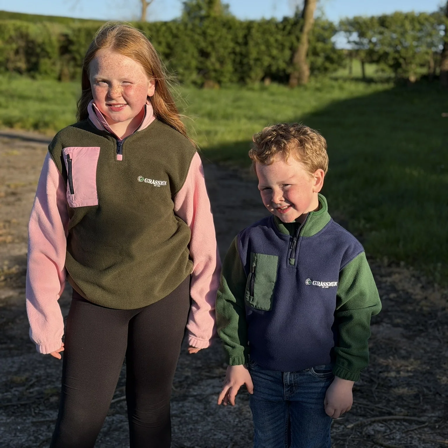 GRASSMEN Green/Pink Kids Sherpa Quarter Zip Fleece - Image 3