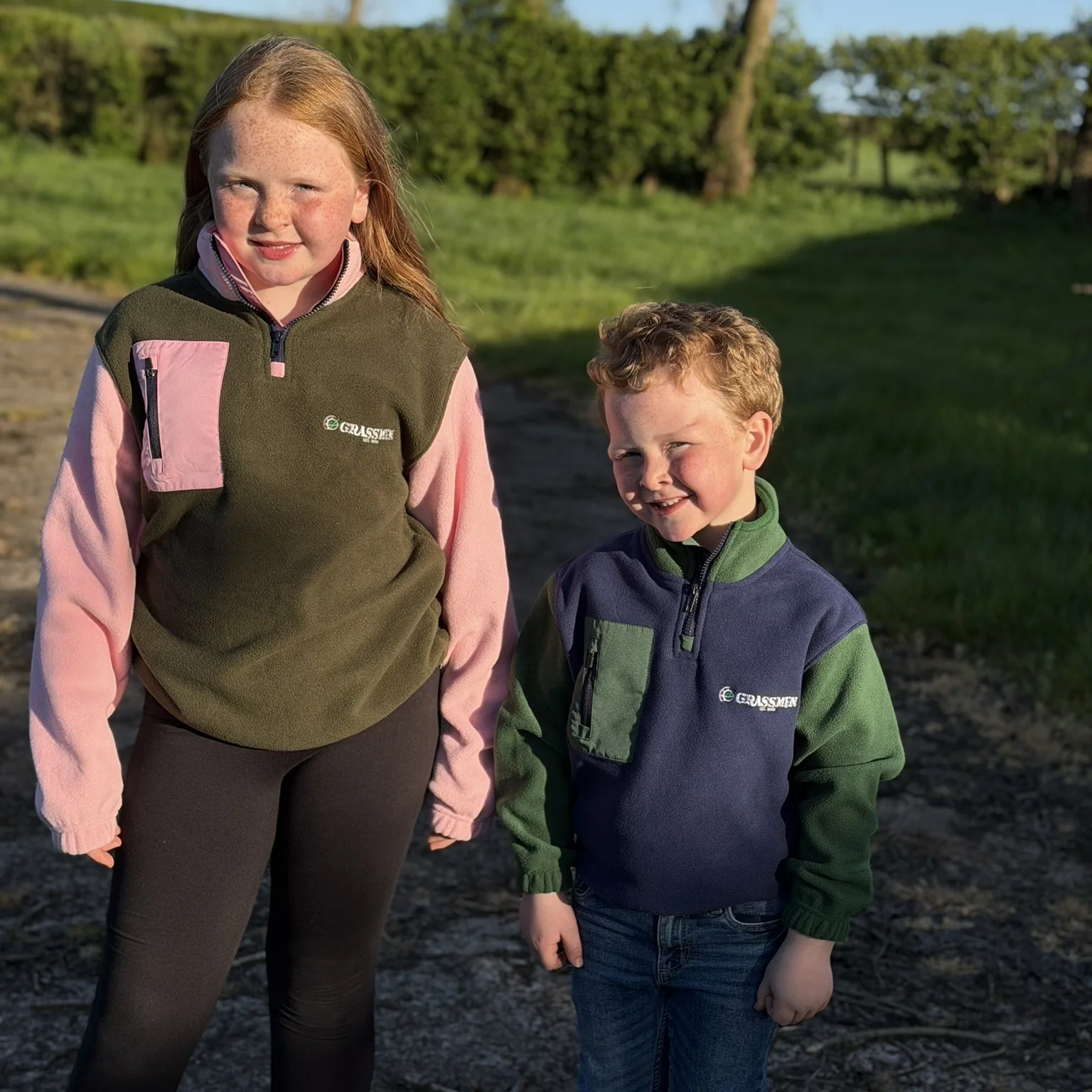 GRASSMEN Green/Pink Kids Sherpa Quarter Zip Fleece - Image 4