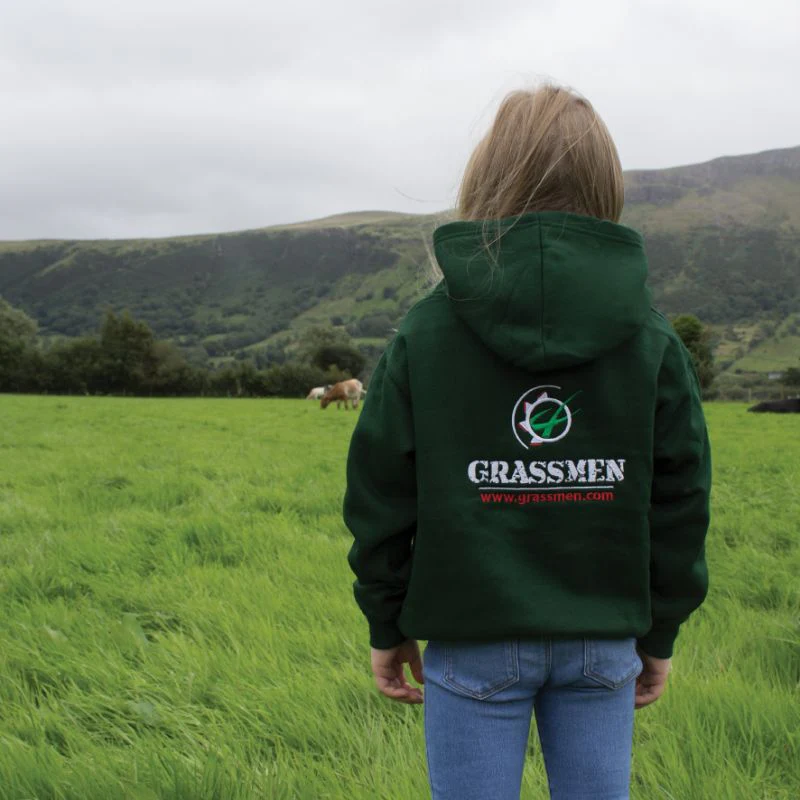 "GRASSMEN" Kids Bottle Green Hoodie - Image 4