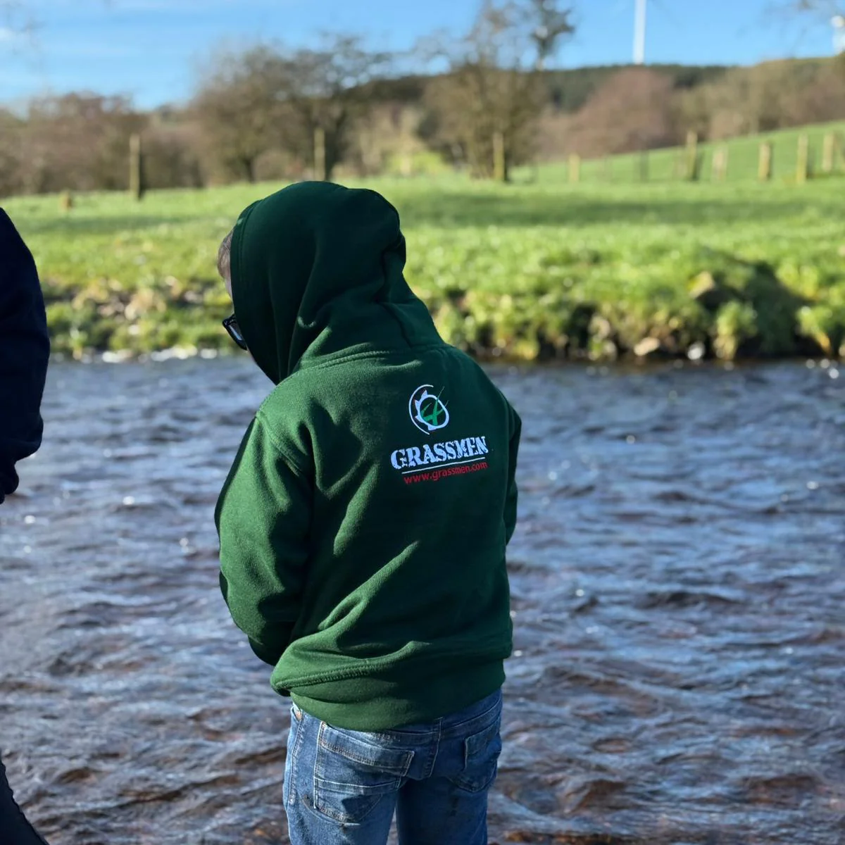 "GRASSMEN" Kids Bottle Green Hoodie - Image 5