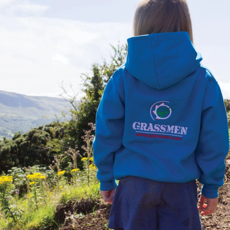 "GRASSMEN" Kids Electric Blue Hoodie - Image 4