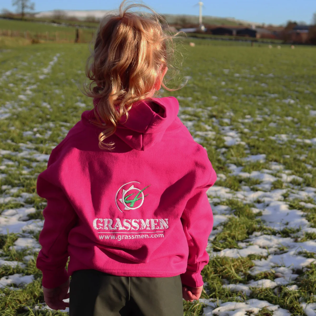 "GRASSMEN" Kids Pink Hoodie - Image 4