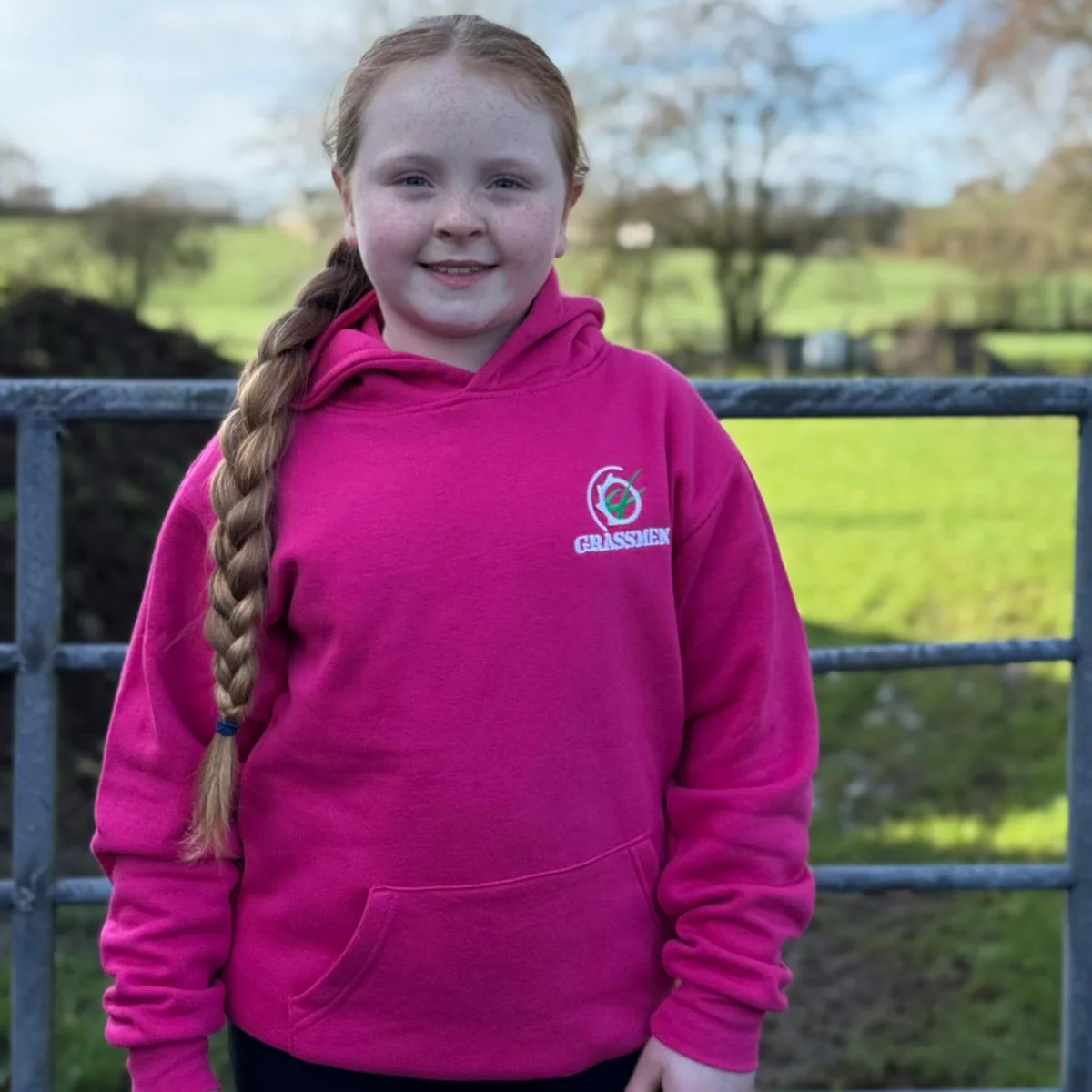 "GRASSMEN" Kids Pink Hoodie - Image 6