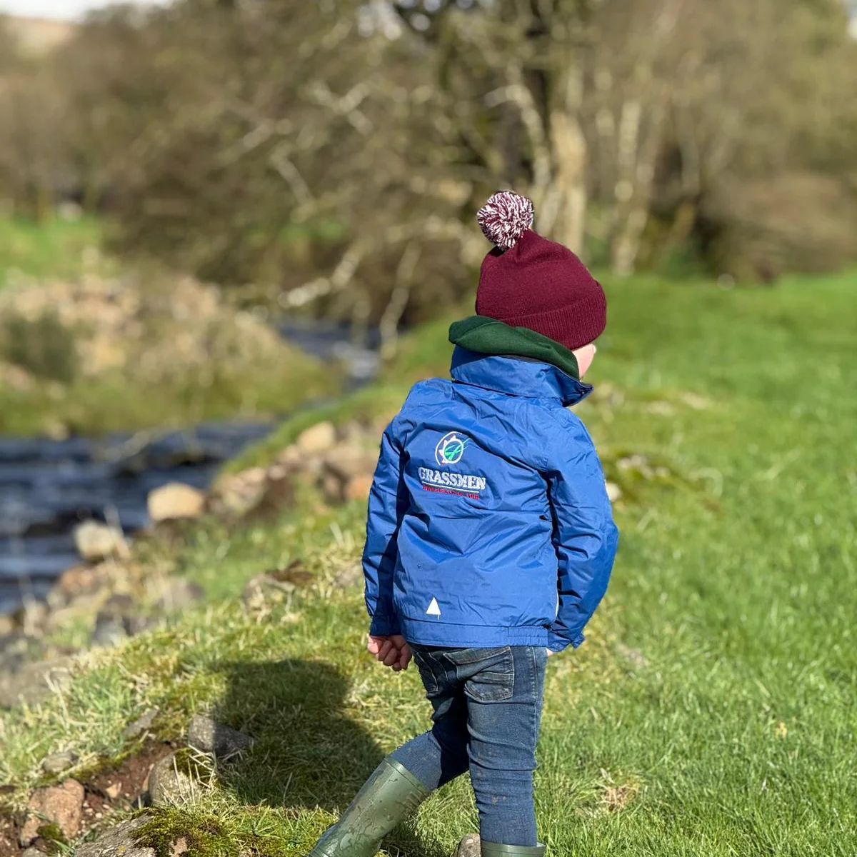 GRASSMEN Kids Drover Jacket - Blue - Image 3