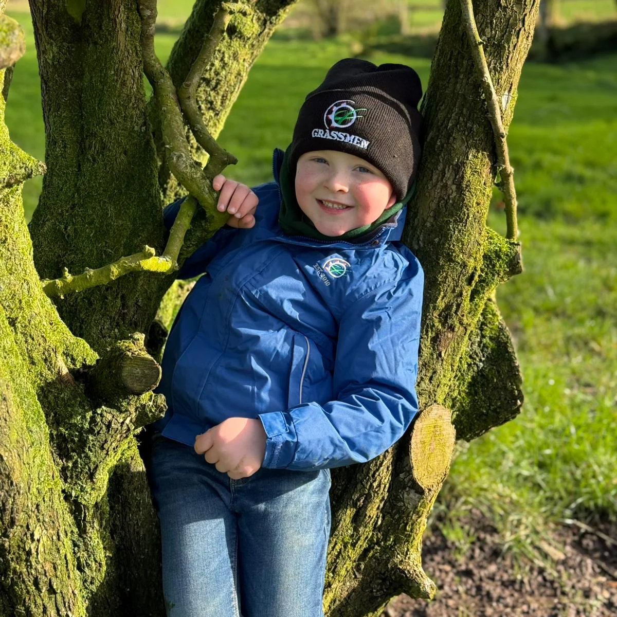 GRASSMEN Kids Drover Jacket - Blue - Image 7