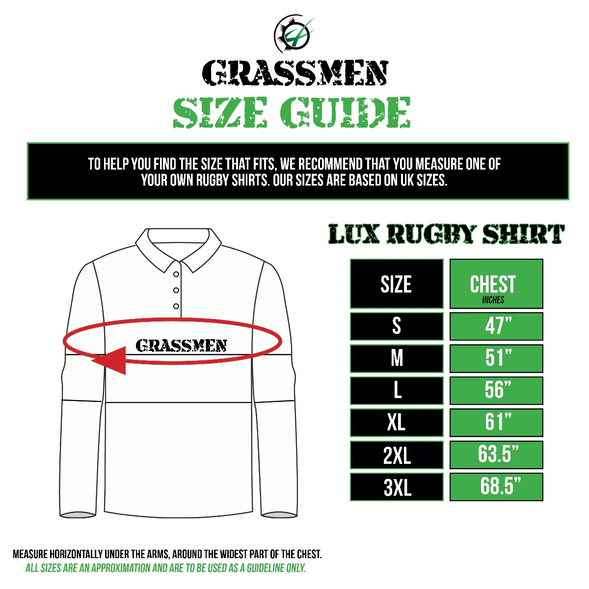 "GRASSMEN" LUX. Unisex Adults Green/White Panelled Rugby Top - Image 3