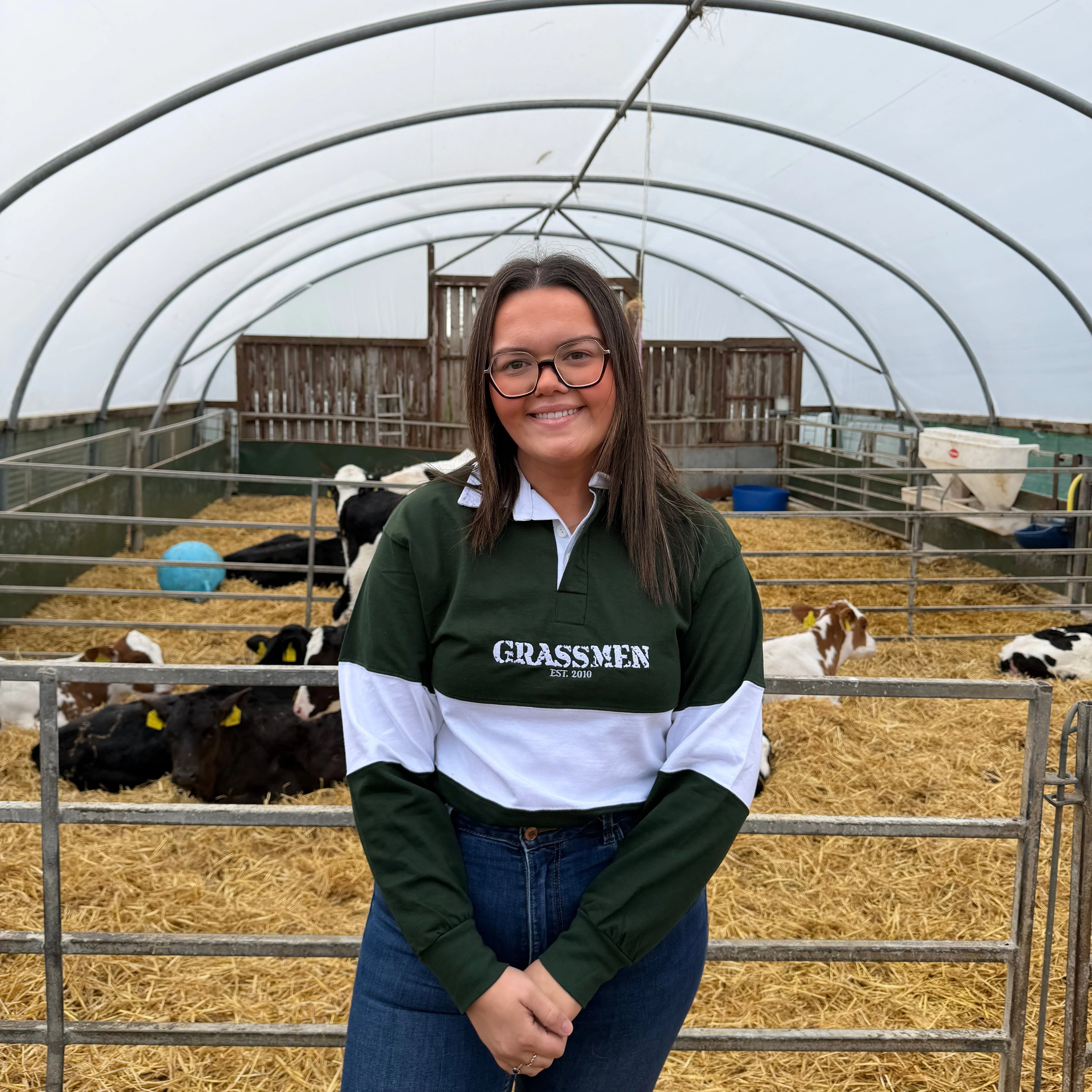 "GRASSMEN" LUX. Unisex Adults Green/White Panelled Rugby Top - Image 4
