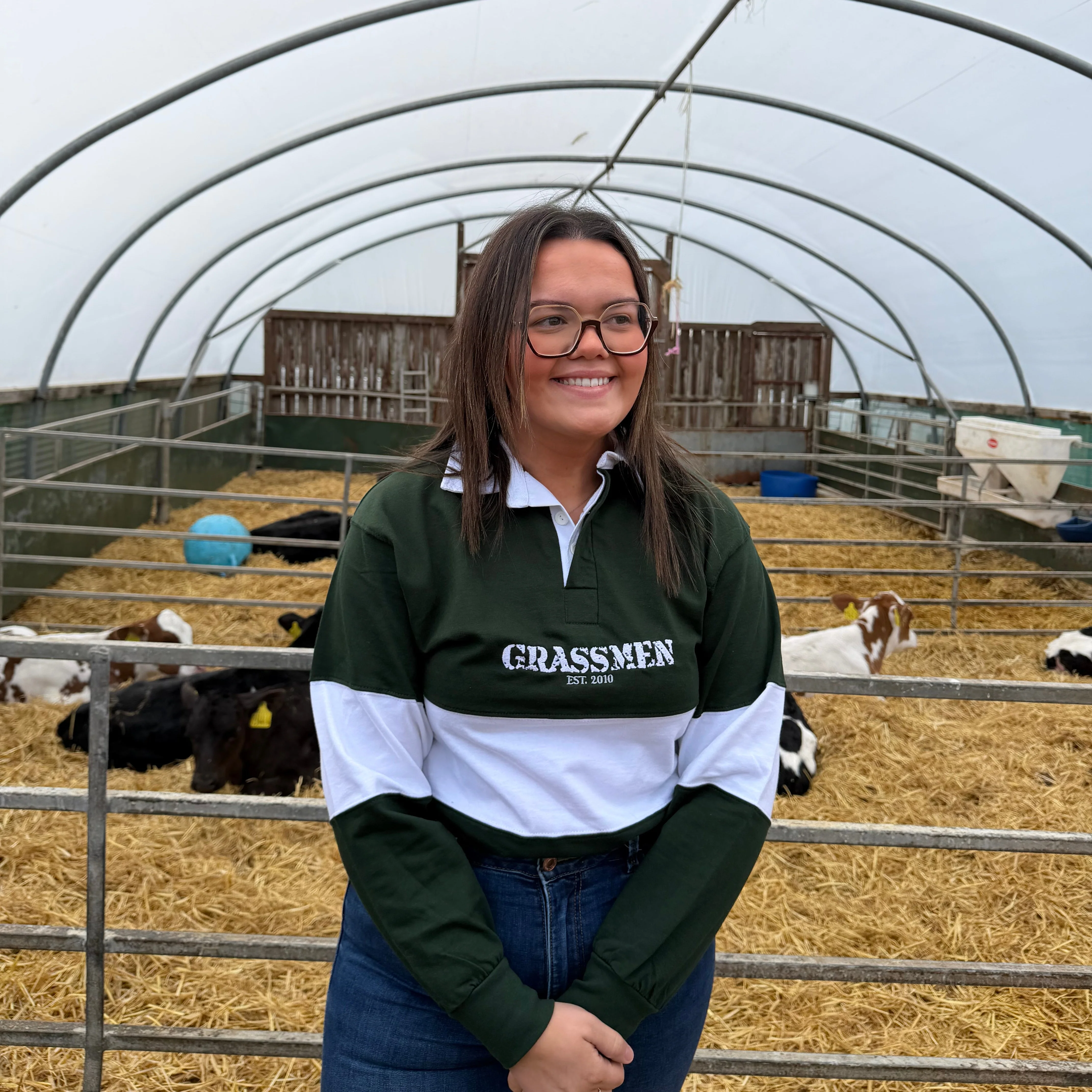 "GRASSMEN" LUX. Unisex Adults Green/White Panelled Rugby Top - Image 5