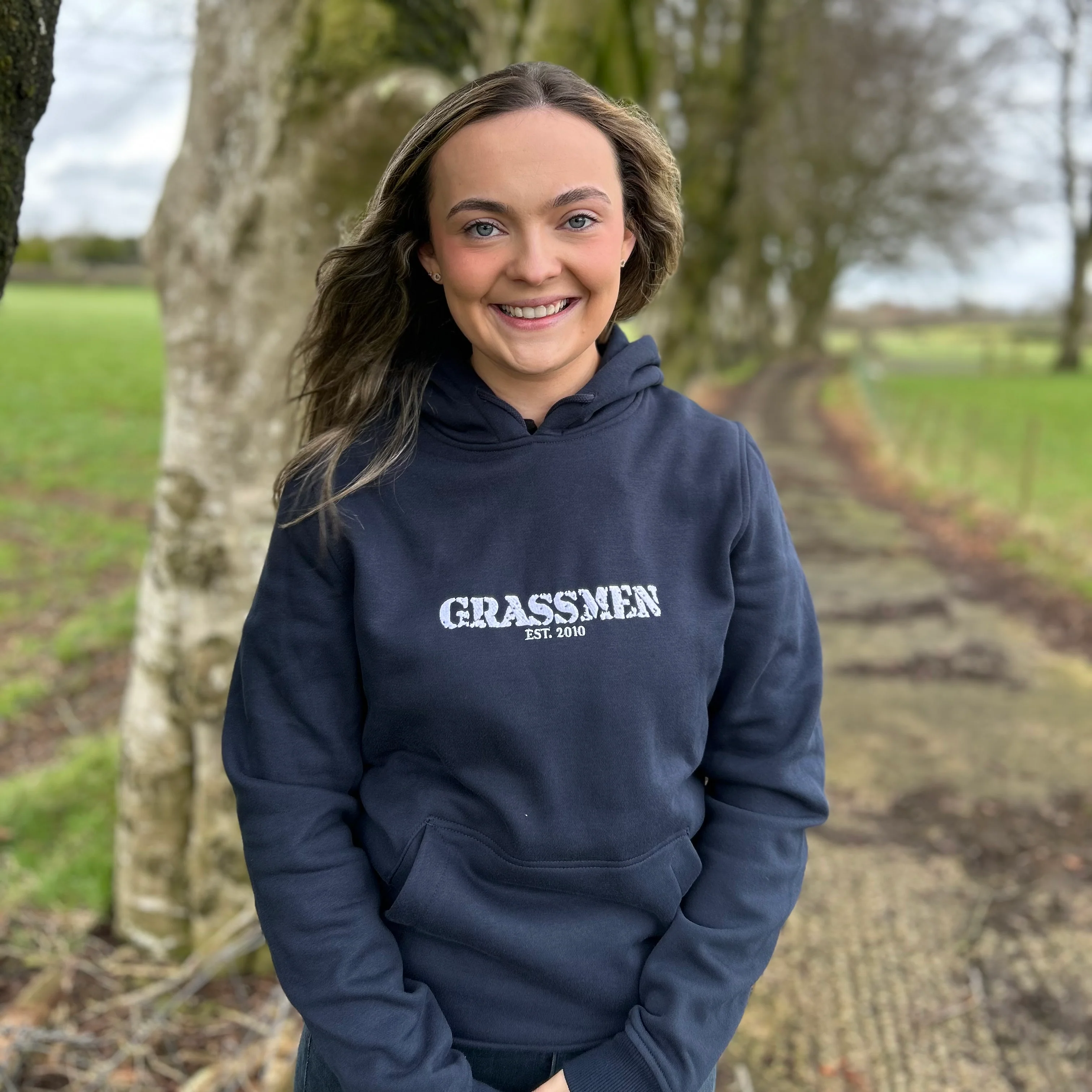 "GRASSMEN" LUX. Unisex Adults Hoodie Navy - Image 3