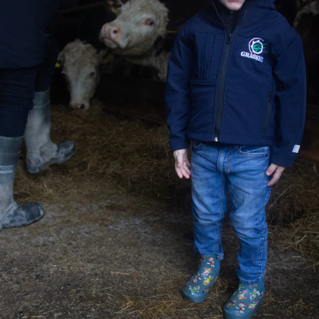 "GRASSMEN" Kids Navy Softshell Jacket - Image 3