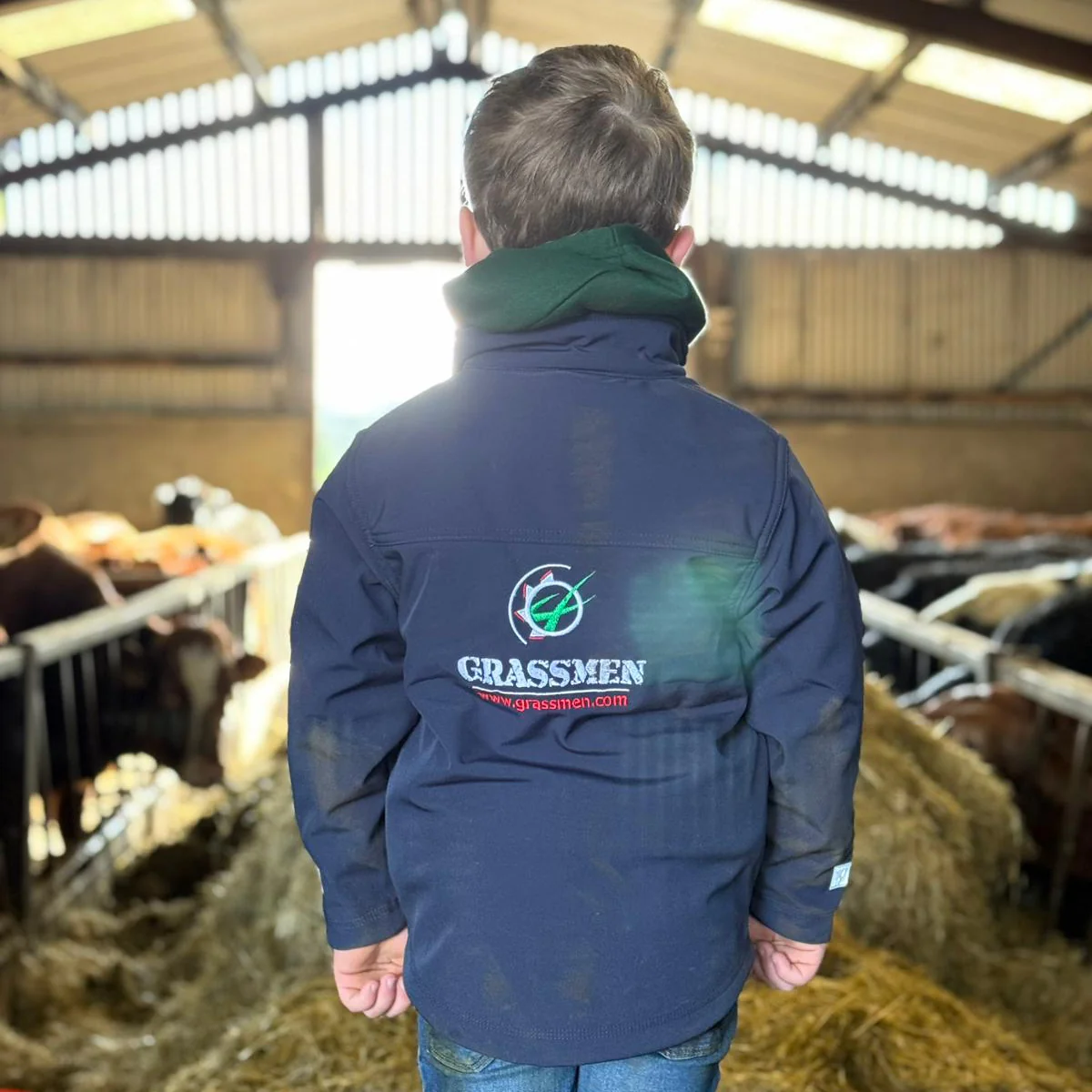 "GRASSMEN" Kids Navy Softshell Jacket - Image 6