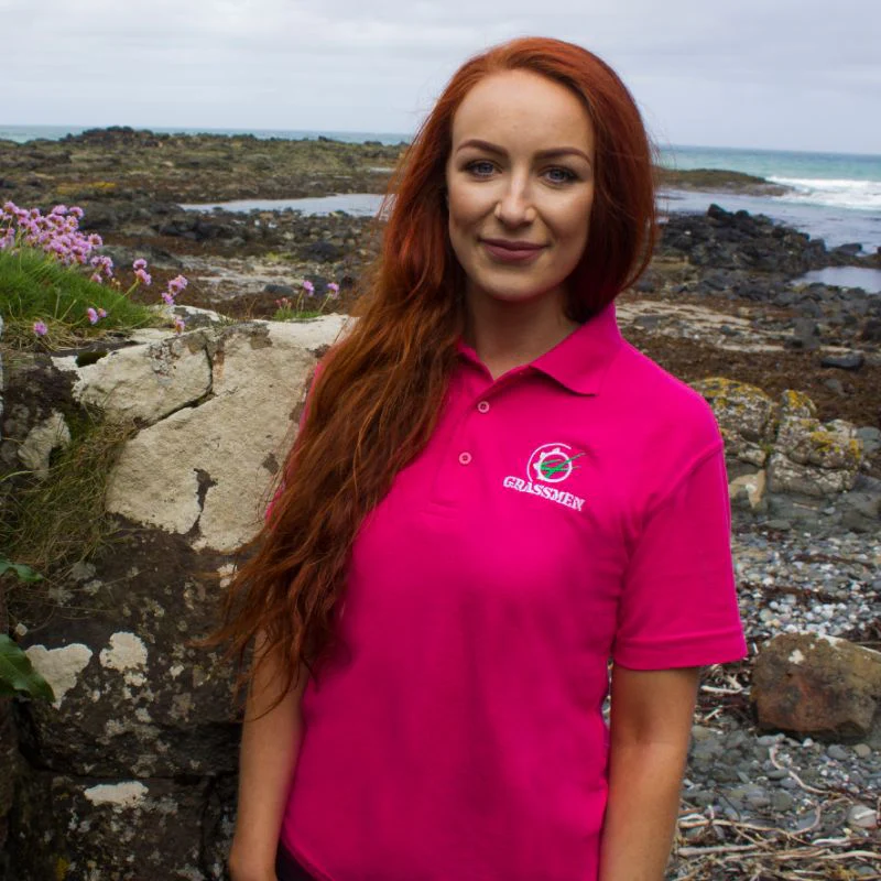 "GRASSMEN" Unisex Adults Pink Polo Shirt - Image 3