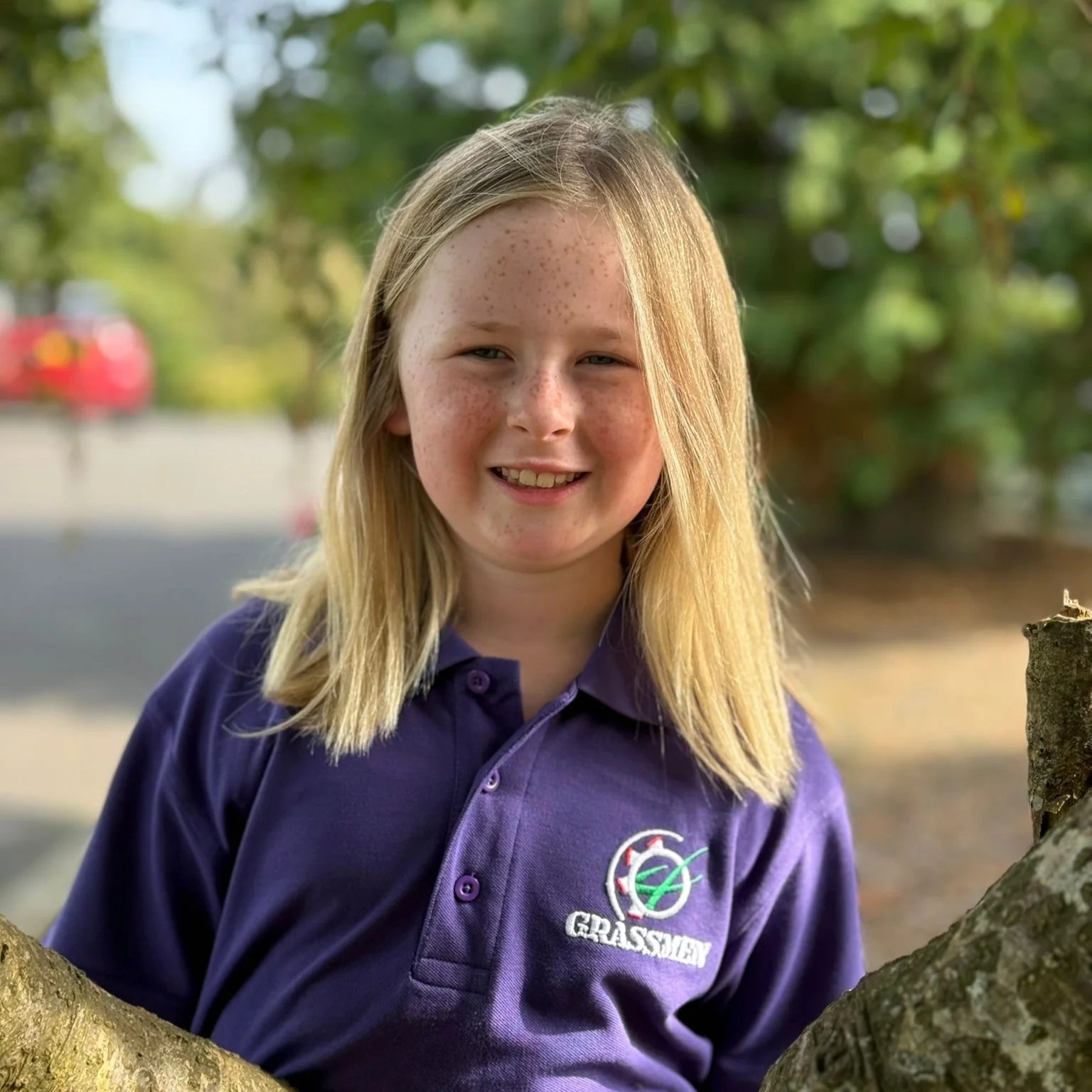 "GRASSMEN" Kids Purple Polo Shirt - Image 3