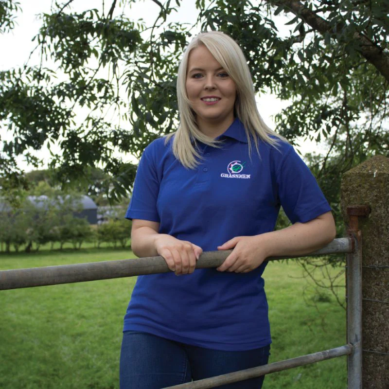 "GRASSMEN"Unisex Adults Royal Blue Polo Shirt - Image 3