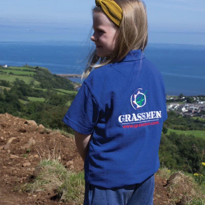 "GRASSMEN" Kids Royal Blue Polo Shirt - Image 4