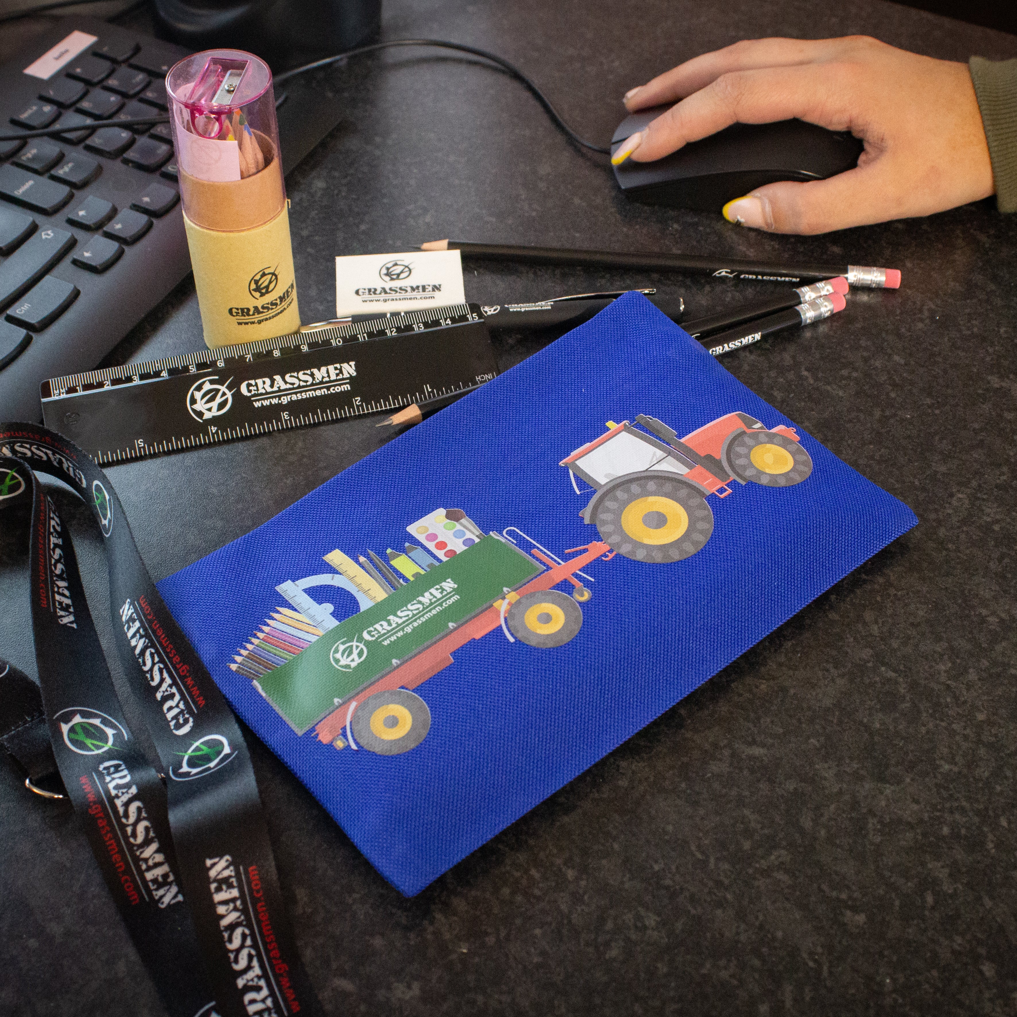 "GRASSMEN" Tractor & Trailer Pencil Case - Choose Colour - Image 3