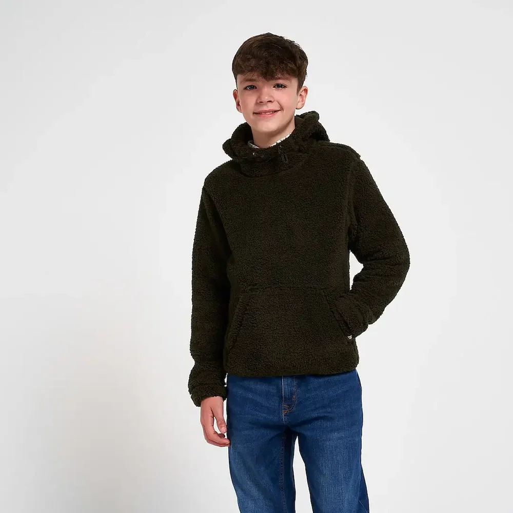 Jack Pyke Junior Sherpa Fleece Hoodie Dark Olive - Image 2