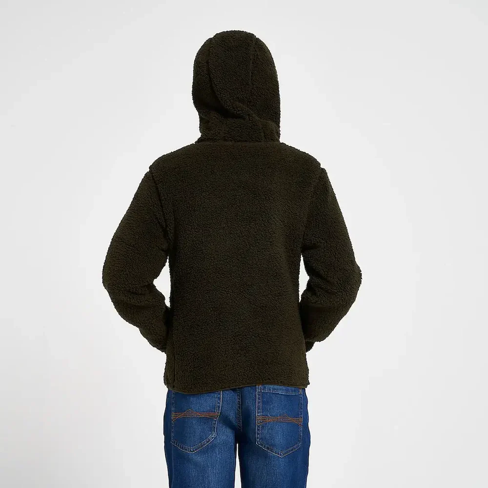 Jack Pyke Junior Sherpa Fleece Hoodie Dark Olive - Image 3