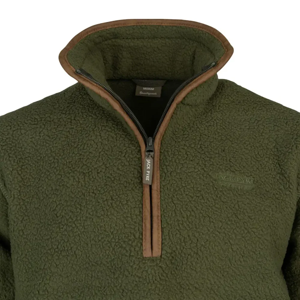 Jack Pyke Men's Half Zip Sherpa Fleece Pullover Olive - Image 4