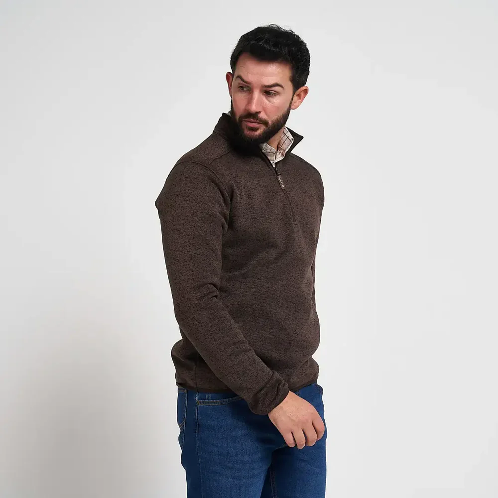 Jack Pyke Mens Melange Quarter Zip Fleece Brown - Image 2