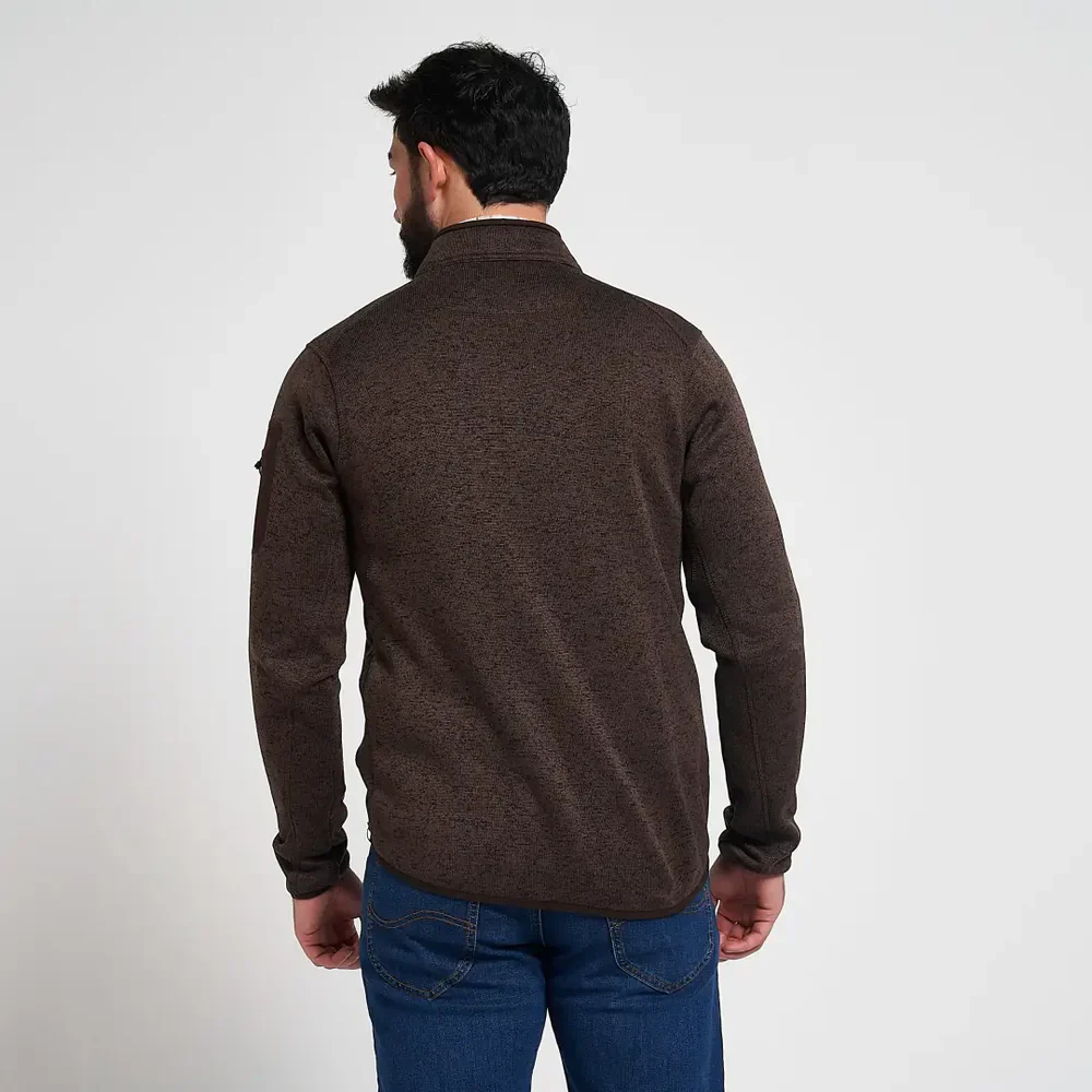 Jack Pyke Mens Melange Quarter Zip Fleece Brown - Image 3