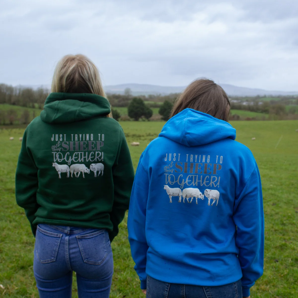 "Just trying to get my sheep together" Electric Blue Unisex Adults Hoodie - Image 5