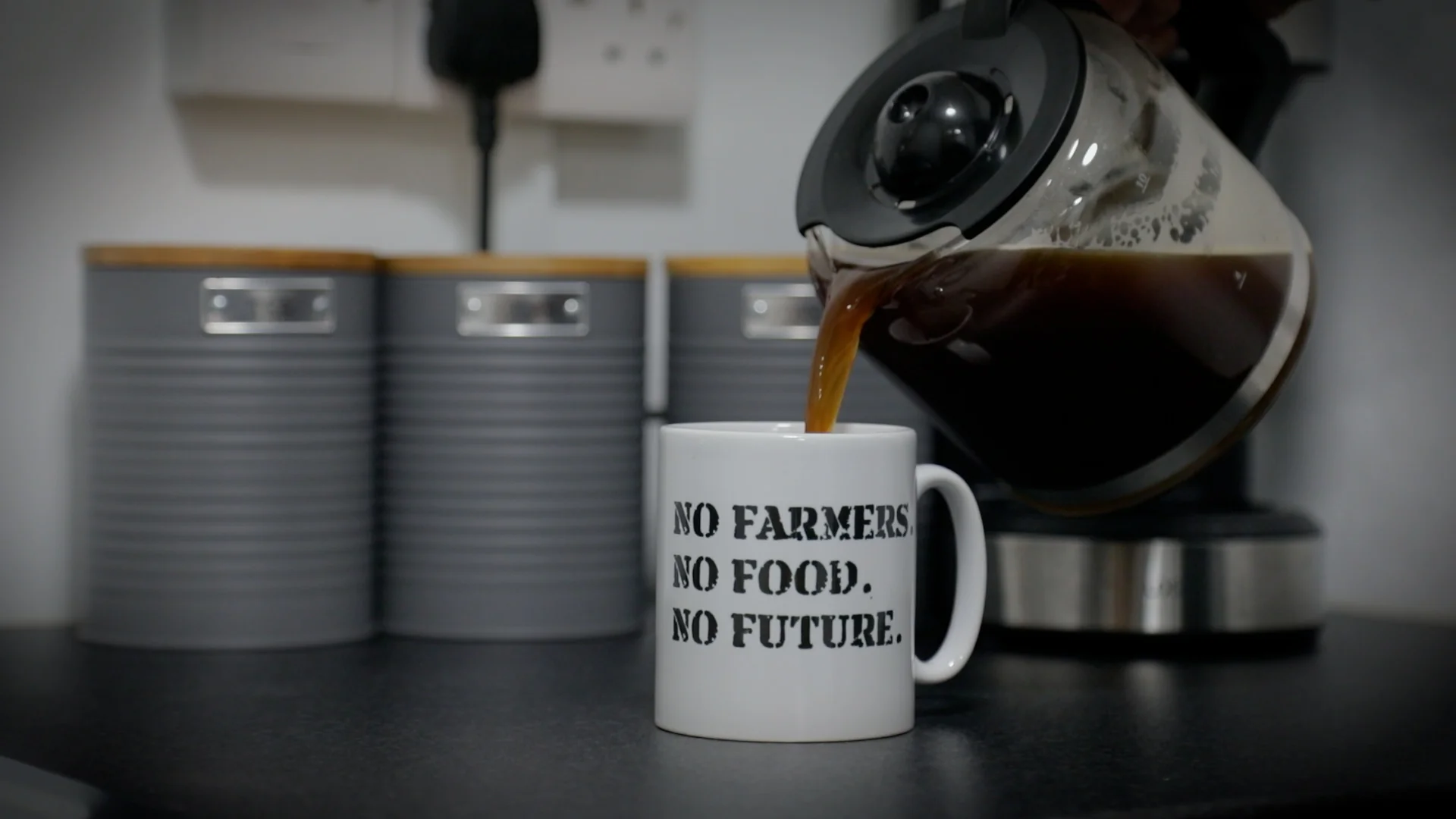 "NO FARMERS. NO FOOD. NO FUTURE." White Ceramic Mug - Image 5